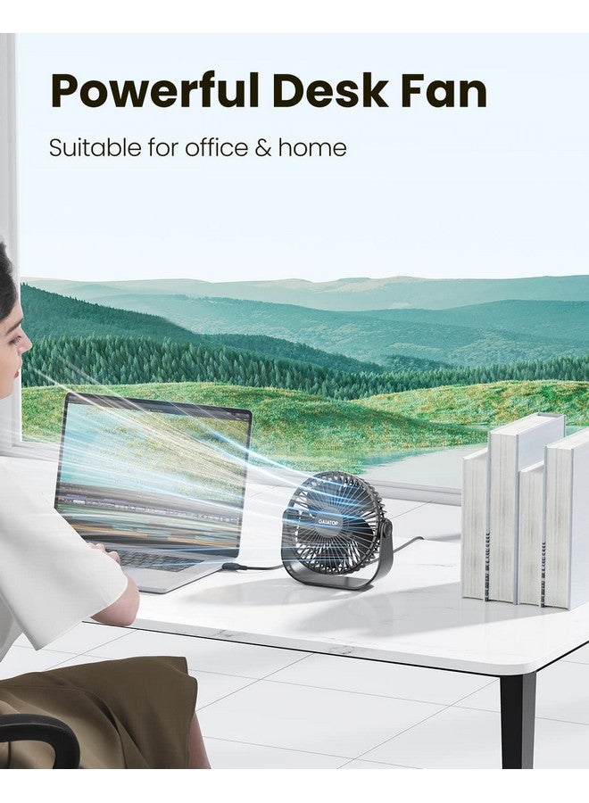 Gaiatop USB Desk Fan, 3 Speeds Strong Airflow, 5.5 Inch Portable 90° Rotate Quiet Cooling, Small Personal Table Fans for Bedroom Home Office Travel Black - Image 2