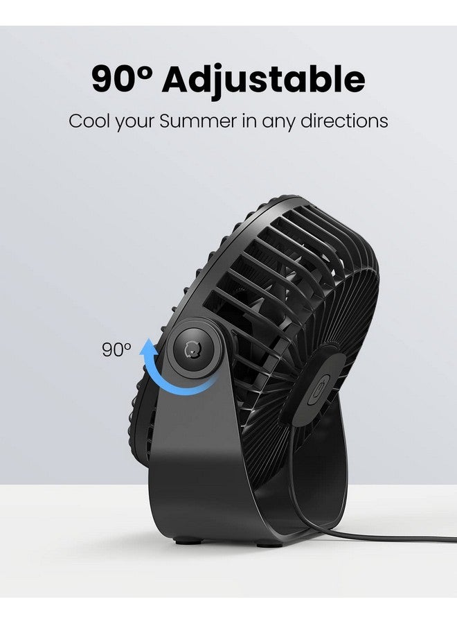 Gaiatop USB Desk Fan, 3 Speeds Strong Airflow, 5.5 Inch Portable 90° Rotate Quiet Cooling, Small Personal Table Fans for Bedroom Home Office Travel Black - Image 5