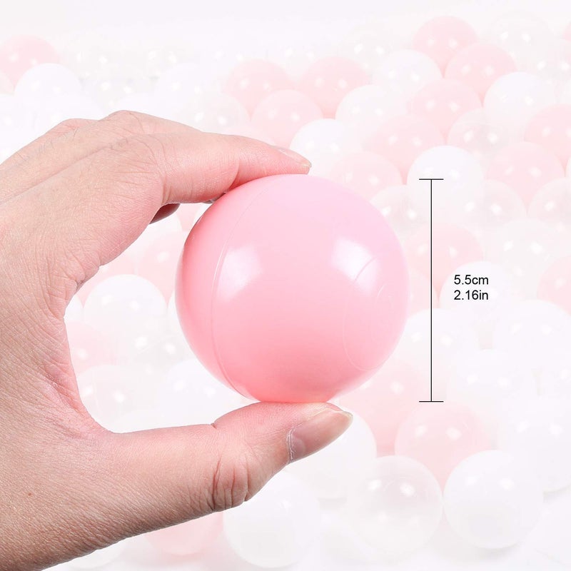 TRENDBOX Ball Pit Balls 100 - Macaron Colors Balls for Ball Pit, Play Tent Baby Playhouse Pool Birthday Party Decoration (C-Pink, White&Clear) - Image 2