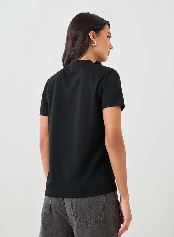 Styli Styli Slogan Print Round Neck Short Sleeve T-Shirt  - Image 4
