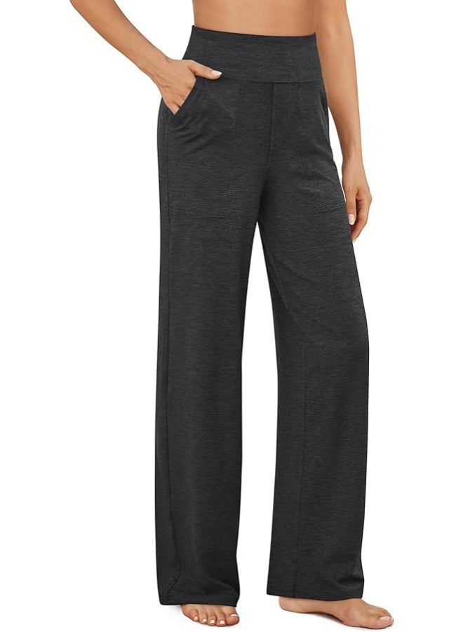 NIBEMINENT Yoga Pants Women Wide Leg Pants with Pockets High Waist Stretch Dress Casual Sweatpants Petite/Regular/Tall - Image 1