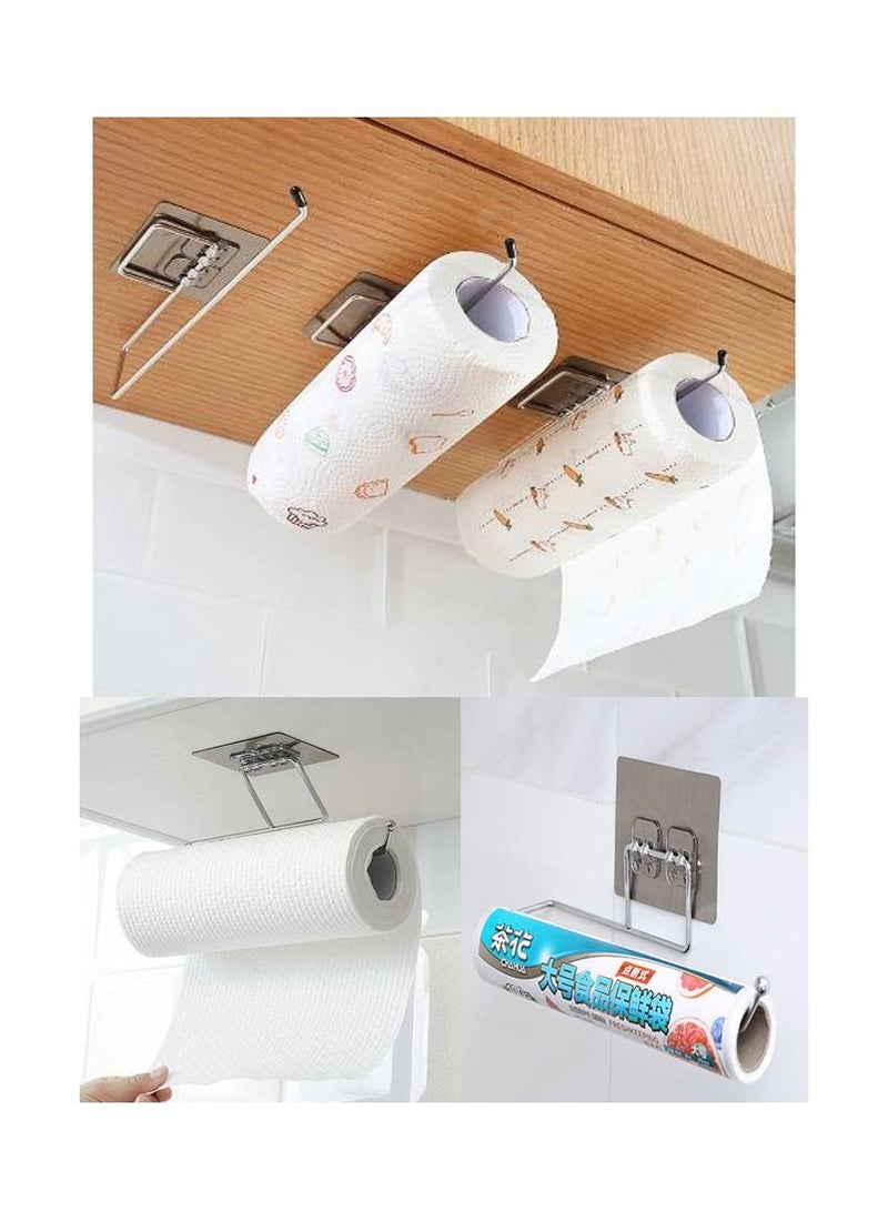 Meetion Self-Adhesive Towel Holder Rack Kitchen Toilet Paper Holder Roll Paper Holder Pack 1 - Image 1