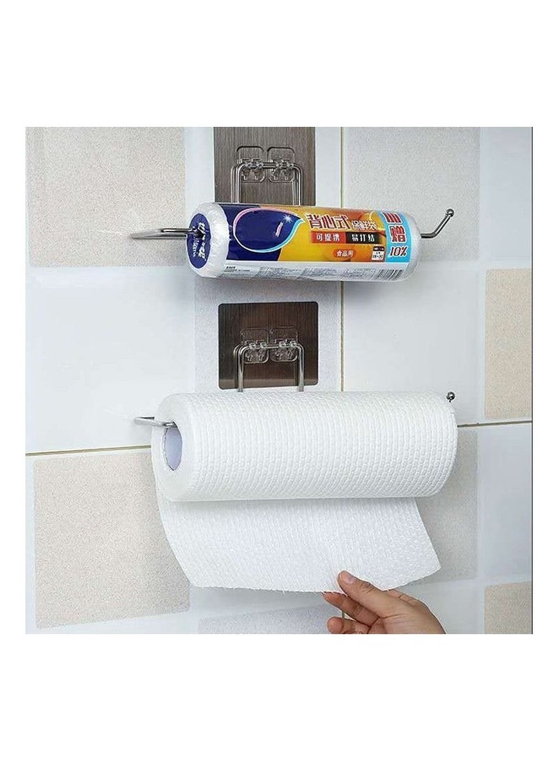Meetion Self-Adhesive Towel Holder Rack Kitchen Toilet Paper Holder Roll Paper Holder Pack 1 - Image 2