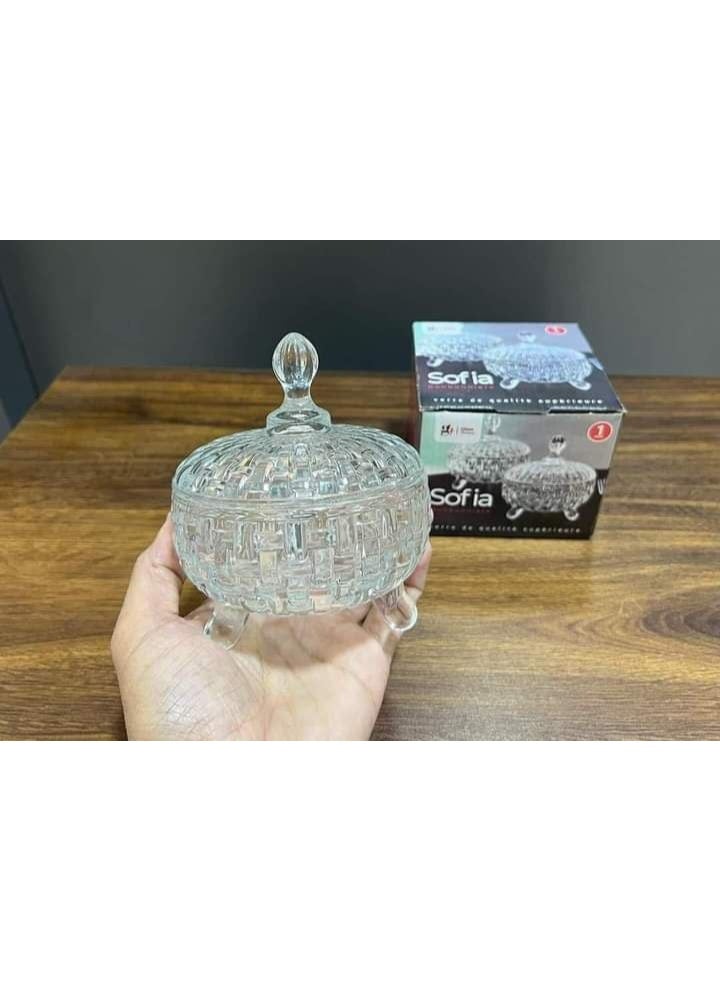Sofia Glass sugar bowl with a lid and leg - Image 2