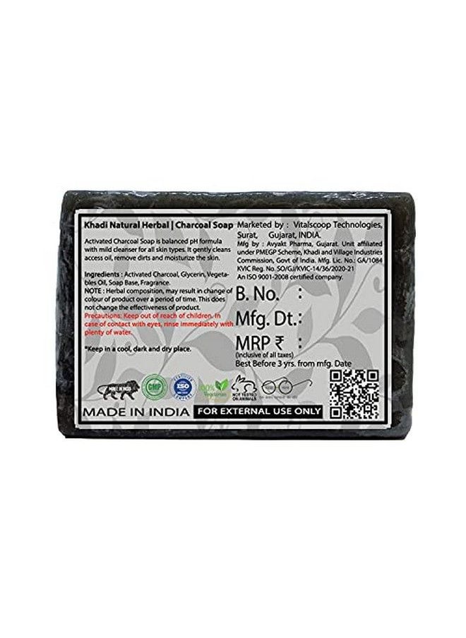 Khadi Natural Herbal - Activated Charcoal Soap 100Gm Pack Of 4 (Charcoal Soap) - Image 1