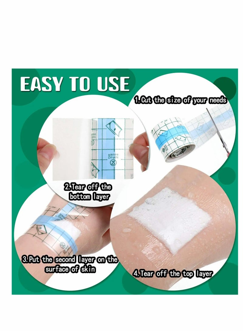 SYOSI 4 لفات من الضمادات اللاصقة الشفافة القابلة للتمدد والمضادة للماء والواقية (2 بوصة × 5.47 ياردة) - Image 3