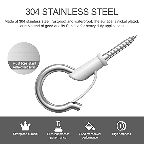 Monliful 22 Pack 304 Stainless Steel Q Hanger Hooks Screws in Hooks Christmas Lights Hooks for Outdoor Hooks for String Lights and Garage New Year Party Led Fairy Easy Release White - Image 2