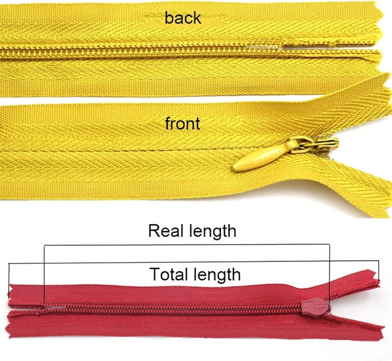 Zippers for Sewing 10pcs 6 Inch-24 Inch (15cm-60cm) 3# Invisible Zippers Nylon Coil for Tailor Sewing Crafts Bulk Pull Charms 25 Color(Green,Total Length is 55cm) - Image 5