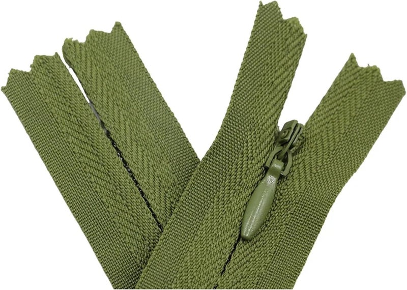 Zippers for Sewing 10pcs 6 Inch-24 Inch (15cm-60cm) 3# Invisible Zippers Nylon Coil for Tailor Sewing Crafts Bulk Pull Charms 25 Color(Green,Total Length is 55cm) - Image 1