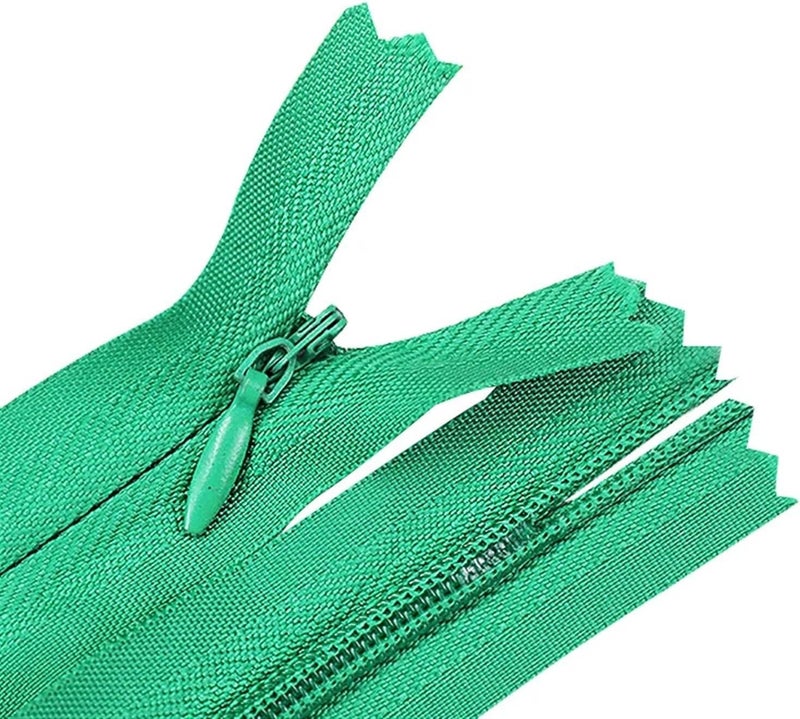 Zippers for Sewing 10pcs 6 Inch-24 Inch (15cm-60cm) 3# Invisible Zippers Nylon Coil for Tailor Sewing Crafts Bulk Pull Charms 25 Color(Green,Total Length is 55cm) - Image 3