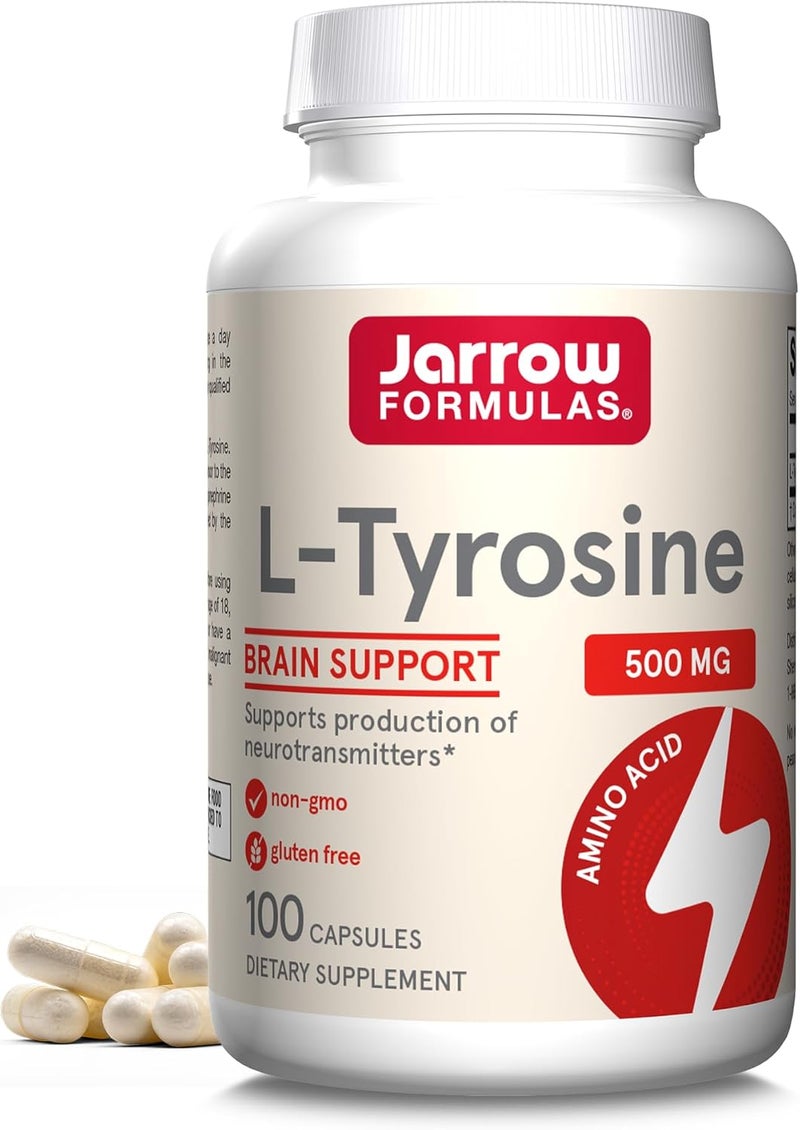 Jarrow Formulas LTyrosine 500 mg Dietary Supplement Amino Acid Supplement for Brain Health Support 100 Capsules 100 Day Supply - Image 1