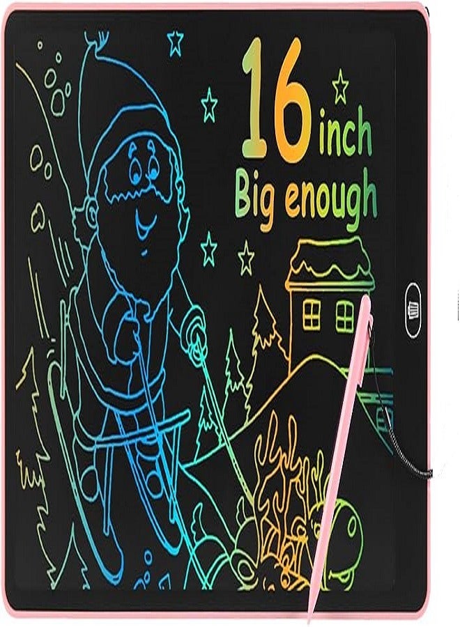 16 Inch LCD Writing Tablet for Kids, Colorful Doodle Board Drawing Pad for Kids, Electronic Drawing Board Erasable & Reusable, LCD Drawing Tablet for Kids Toddler Toys Gifts - Pink - Image 5