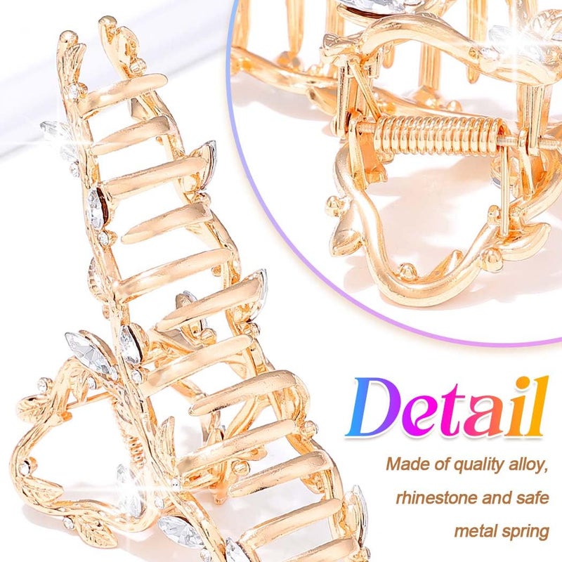 CAKURE Gold Claw Clip Fancy Hair Clips Rhinestone Hair Claw Clips Sparkly Hair Accessories for Women (Pack of 2) (a-gold&silver) - Image 4