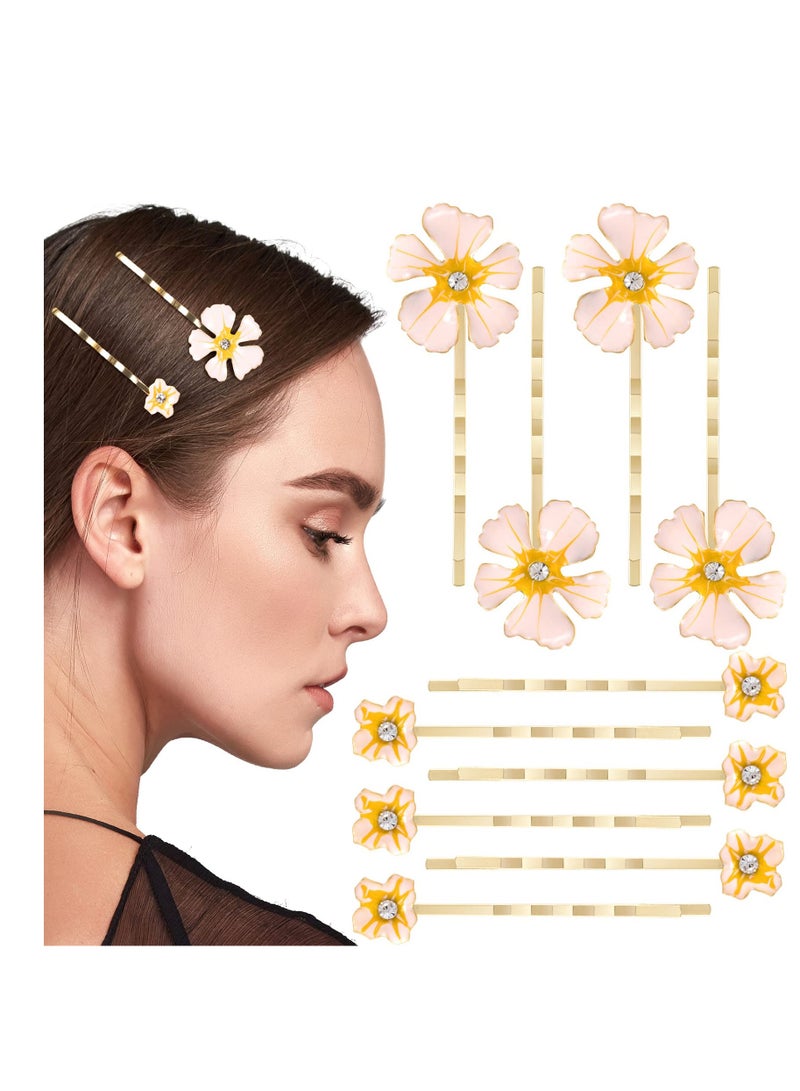 Excefore Flower Hair Pins for Women, Small Wedding Flower Bobby Pins, Bridal Bridesmaids Hairpin, Decorative Headpiece Hair Accessories Jewels Hair Clips for Kids Women Girls 10pcs - Image 1