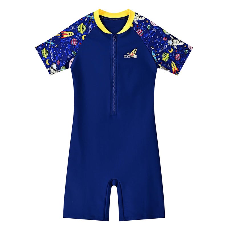 karrack Boys One Piece Rash Guard Swimsuit Kid Water Sport Long Sleeve Zip Swimsuit UPF 50 Sun Protection Bathing Suits Deep Purple