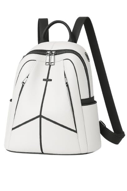 MUCHOVA Women Casual Travel Bags Stylish Medium Lightweight Backpack for Girls Fashion Multipurpose Shoulder Backpack (White Black) - Image 1