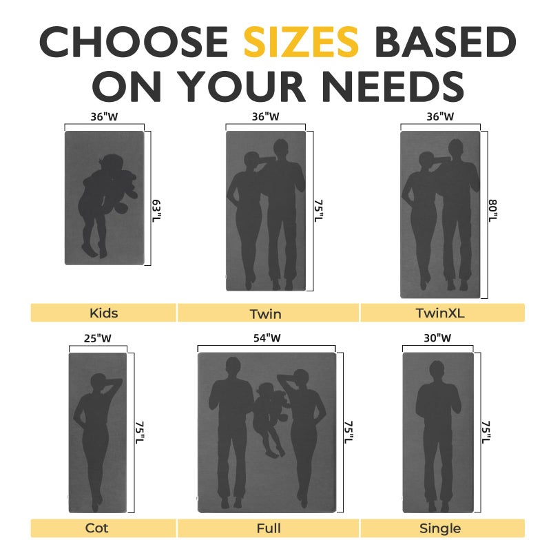 Kingfun 3 Inch CertiPUR-US Memory Foam Camping Mattress, Waterproof Roll up Sleeping Pad for Adults, Comfortable Thick Floor Sleeping Mats for Car Truck Tent with Removable Travel Bag, Single - Image 3