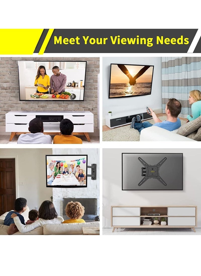 Tilt & Swivel TV Wall Mount - Heavy Duty Steel Bracket for 32-55" LED, LCD, Flat & Curved TVs, 70 lbs Capacity, VESA 400x400, RM-400 Black - Image 4