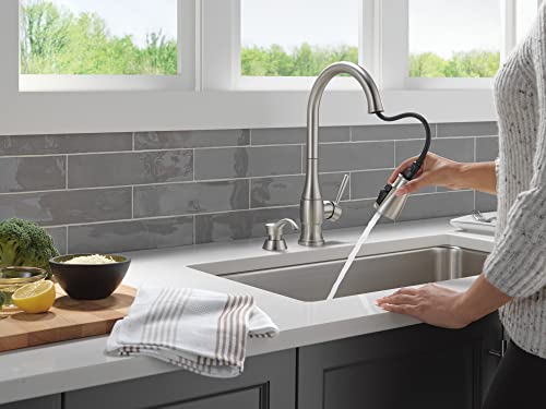 Delta Hazelwood Brushed Nickel Kitchen Faucet with Pull Down Sprayer and Soap Dispenser Modern Single Hole Kitchen Sink Faucet Single Handle Spotshield Stainless 19831ZSPSDDST - Image 3