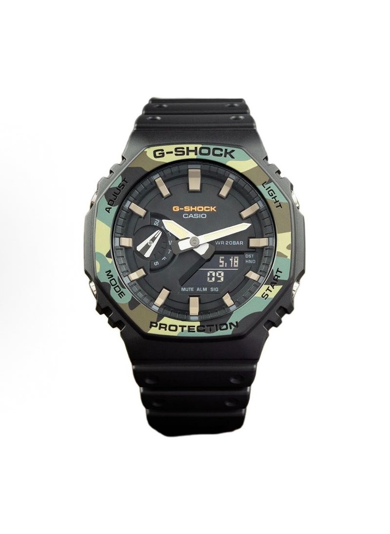 CASIO - octagonal sports waterproof and shockproof watch  GA-2100 black green - Image 1
