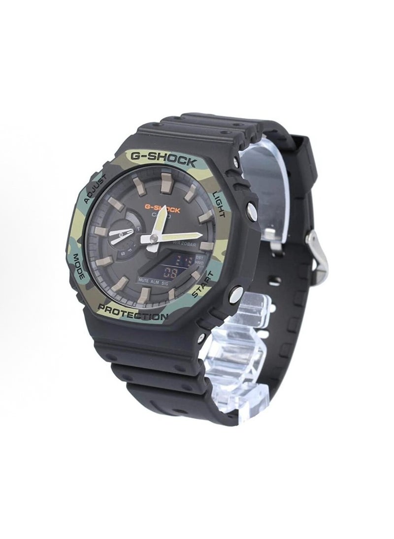 CASIO - octagonal sports waterproof and shockproof watch  GA-2100 black green - Image 1
