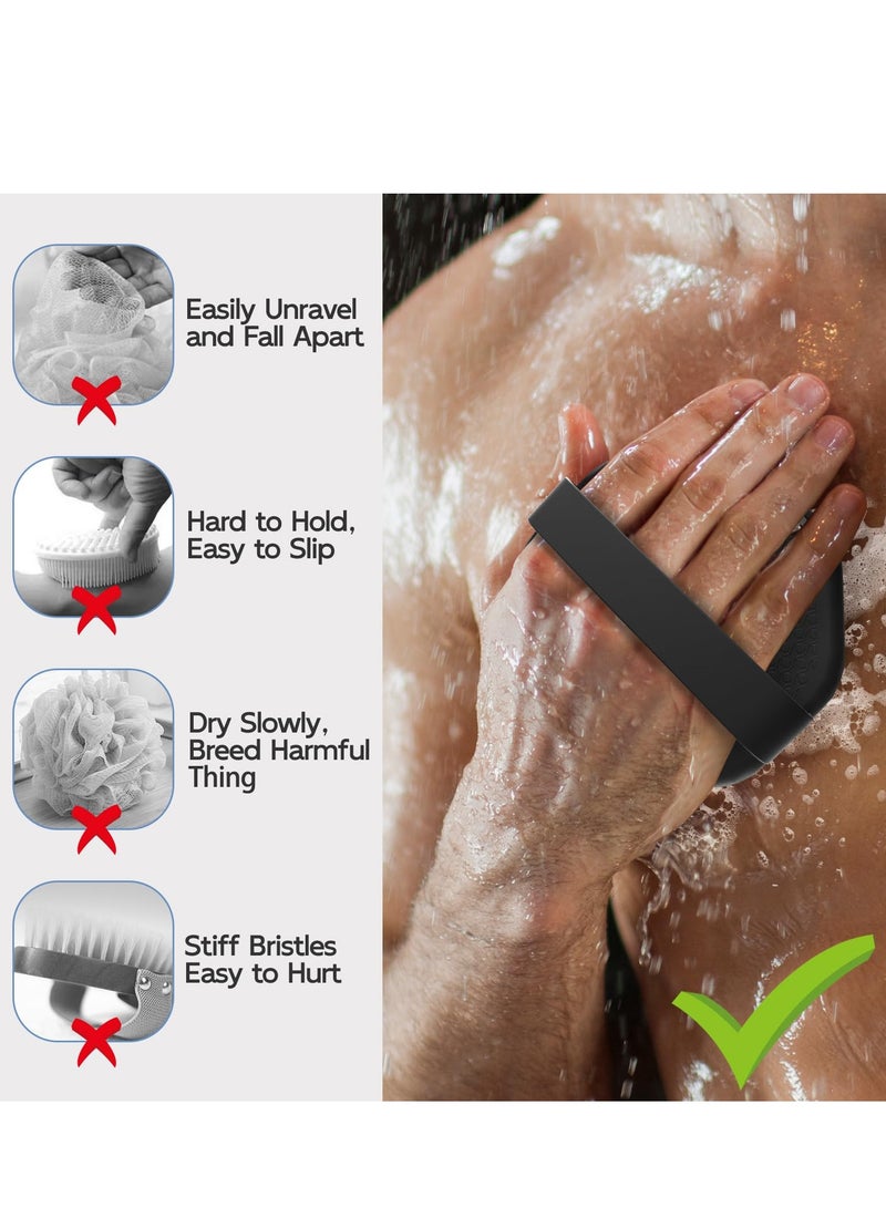 SYOSI Antimicrobial Silicone Body Scrubber for Sensitive Skin, Eco-Friendly, Lathers Well, and Charcoal-Infused for a Deep Clean,Get Softer, Healthier Skin (Black) - Image 5