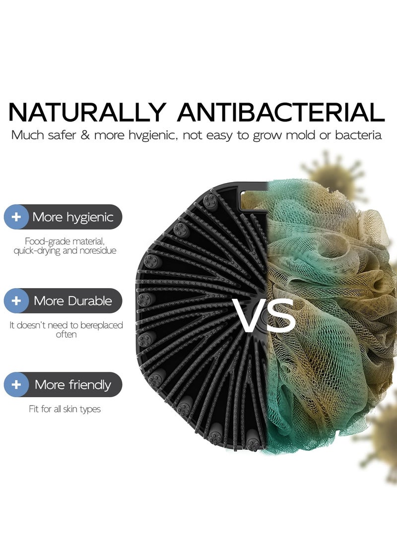 SYOSI Antimicrobial Silicone Body Scrubber for Sensitive Skin, Eco-Friendly, Lathers Well, and Charcoal-Infused for a Deep Clean,Get Softer, Healthier Skin (Black) - Image 4