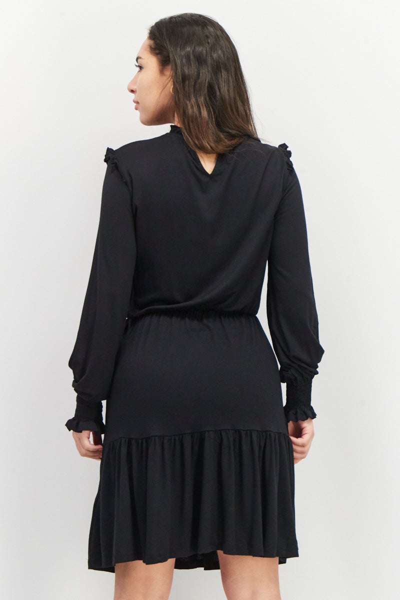 EDC Women Solid Mini Dress, Black - Image 2