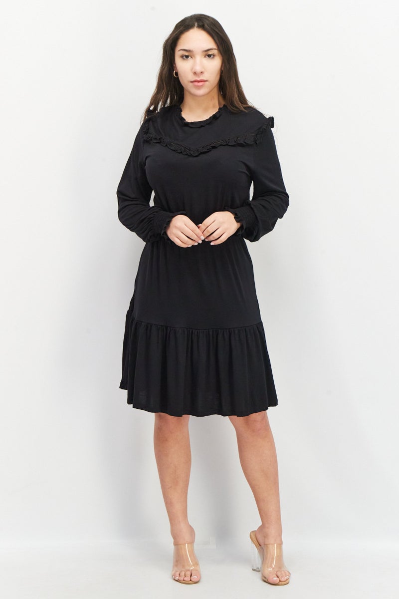 EDC Women Solid Mini Dress, Black - Image 4