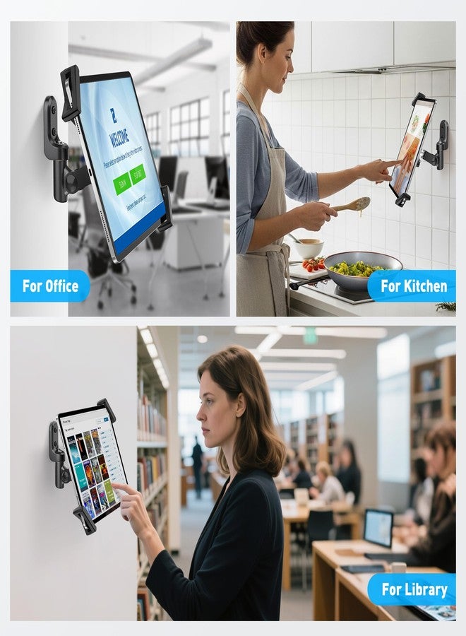 AboveTEK Tablet Wall Mount Holder, 360° Rotation iPad Wall Mount with Anti-Theft Lock & Key, Fits 7.9"-14.6" Tablets, Premium Steel & Zinc Alloy Secure Wall Mounted Tablet Holder - Image 2