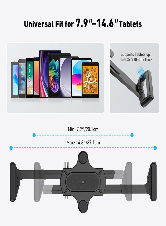 AboveTEK Tablet Wall Mount Holder, 360° Rotation iPad Wall Mount with Anti-Theft Lock & Key, Fits 7.9"-14.6" Tablets, Premium Steel & Zinc Alloy Secure Wall Mounted Tablet Holder - Image 3