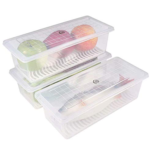 MosQuick®- Set of 6 Fridge organiser storage boxes with drain tray - Kitchen Storage Box - Fridge Storage Containers for Radish Fresh Vegetables Durable fridge storage boxes for vegetables 1500ml - Image 4