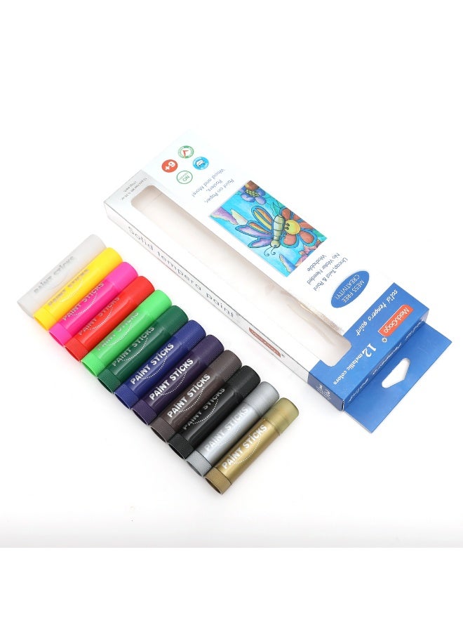 ميدو أعواد طلاء تمبرا صلبة، 12 لونًا معدنيًا، قابلة للغسل - Image 4