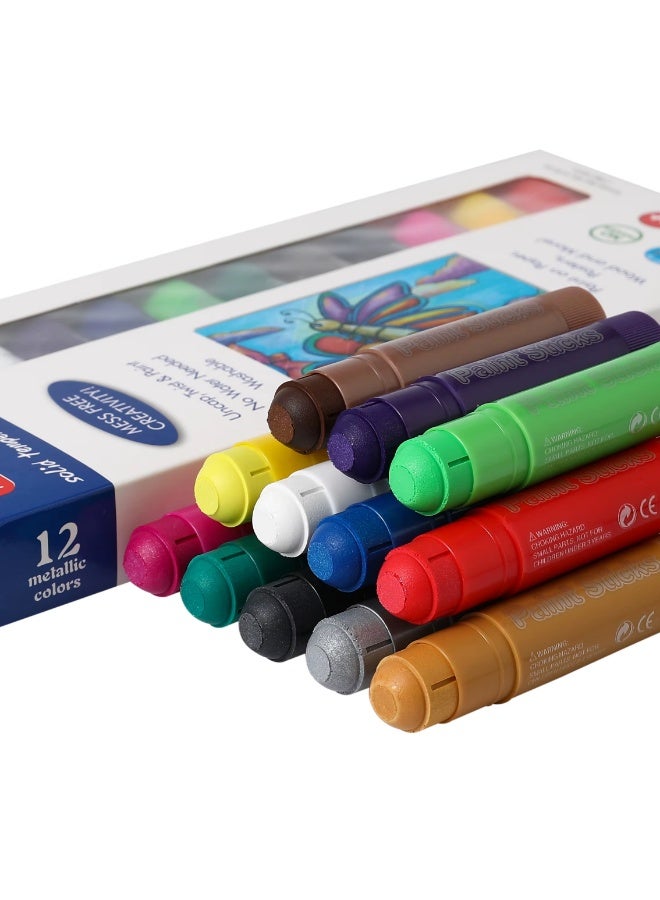 ميدو أعواد طلاء تمبرا صلبة، 12 لونًا معدنيًا، قابلة للغسل - Image 5