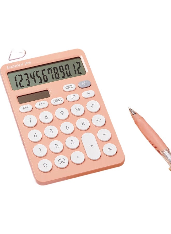 Comix Dual Power Fashion Calculator, Desktop Computer, Student/Office Stationery, Pink Orange, C-1375 - Image 2