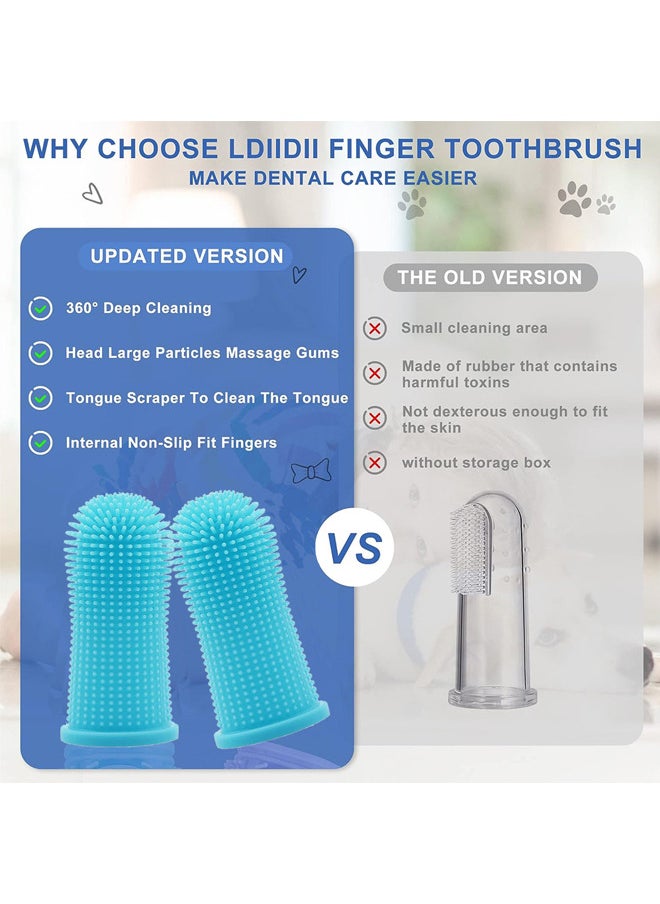 Pet Toothbrush, 360 ° Cat Finger Cover Toothbrush for Cleaning Tongue Coating and Tooth Care(Finger toothbrush-2pcs)