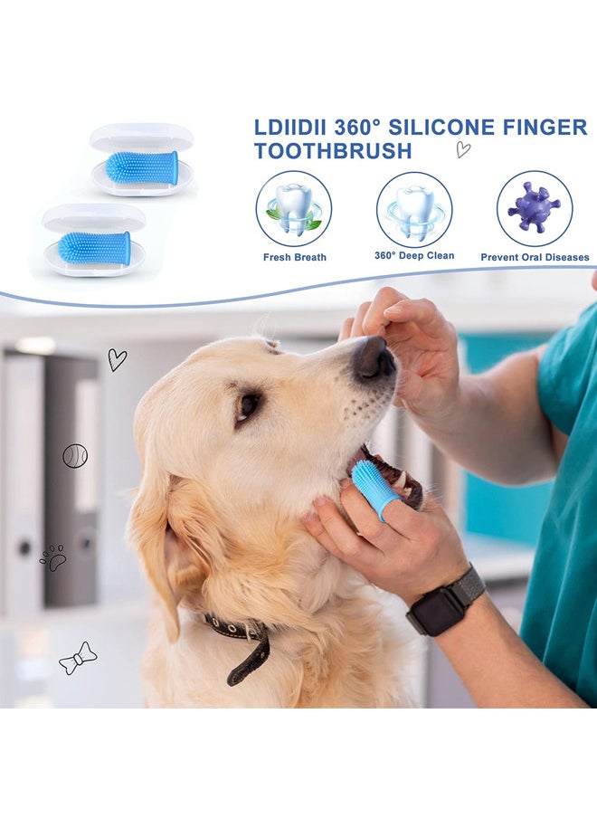 Pet Toothbrush, 360 ° Cat Finger Cover Toothbrush for Cleaning Tongue Coating and Tooth Care(Finger toothbrush-2pcs)