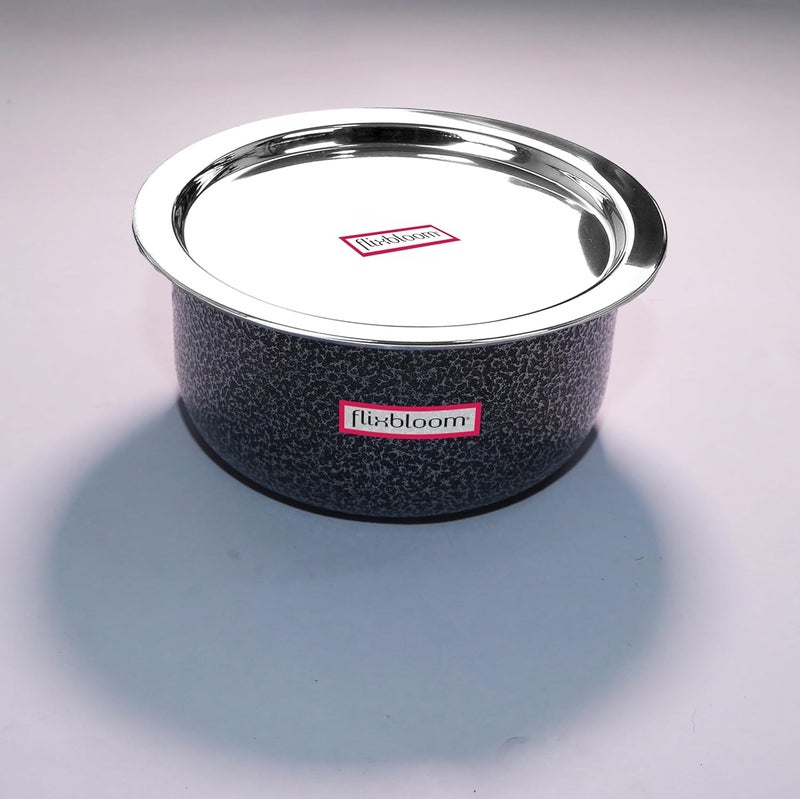 FLIXBLOOM فلكس بلوم برو مطبخ 1 لتر وعاء مطلي بالأنود الأسود قاعدة تحريض صديقة لغاز LPG أدوات مطبخية طباخ حاوية باتيلا باجونا هاندي طباخ مع غطاء 1 لتر طباخ - Image 1