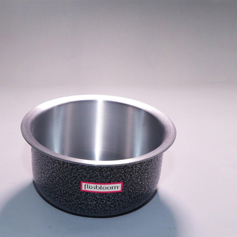 FLIXBLOOM فلكس بلوم برو مطبخ 1 لتر وعاء مطلي بالأنود الأسود قاعدة تحريض صديقة لغاز LPG أدوات مطبخية طباخ حاوية باتيلا باجونا هاندي طباخ مع غطاء 1 لتر طباخ - Image 2