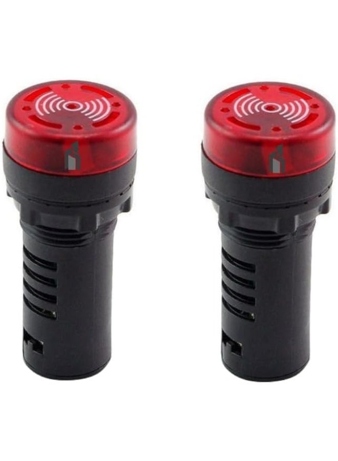 melfi Buzzer 22Mm Flash Led Intermittent Buzzer Alarm Sound With Red Indicator Light Signal Lamp Flashing 220Vac 2 Pack - Image 1