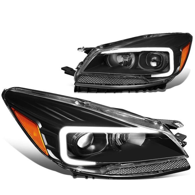 Headlights Assembly Compatible With 20132016 Ford Escape 1316 Projector Headlamps Replacement With Led Drl Driver And Passenger Side Black Housing Amber Corner