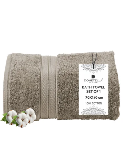 Donetella Premium 100 % Combed Cotton 1-Pcs Bath Towel(70 X 140 CM) 600 GSM Large Towel, Highly Absorbent, Quick Dry,Best Towel for Bathroom, Spa And Hotel,Dark Beige