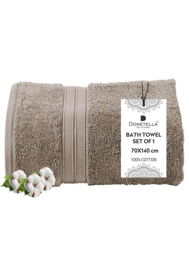 Donetella Premium 100 % Combed Cotton 1-Pcs Bath Towel(70 X 140 CM) 600 GSM Large Towel, Highly Absorbent, Quick Dry,Best Towel for Bathroom, Spa And Hotel,Dark Beige
