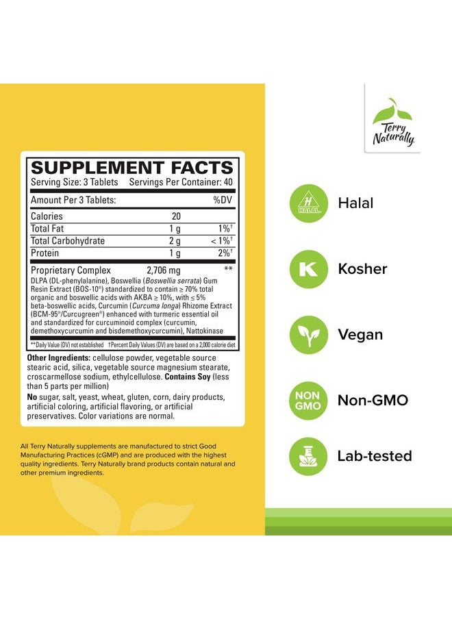 Terry Naturally - Curamin Extra Strength - Curcumin & Boswellia Supplement for Healthy Circulation Support - Turmeric Supplement to Support Joints, Muscle Health & Endorphin Production - 120 Tablets - Image 1