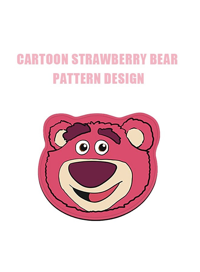 لوحة ماوس على شكل دب كرتوني، قاعدة ماوس مطاطية غير قابلة للانزلاق، للعمل في مكتب الكمبيوتر المحمول (وردي) - Image 4