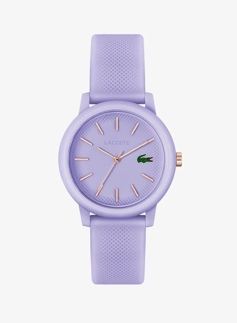 12.12 Collection Analog Quartz Watch For Women With Purple Silicone Bracelet - 2001317