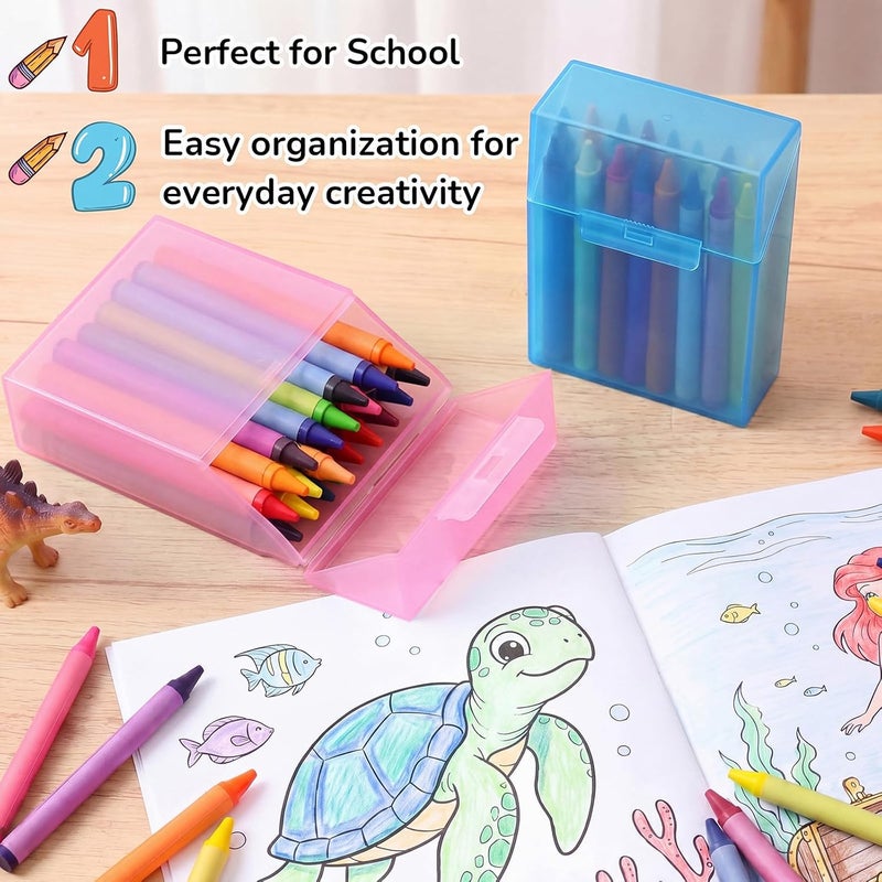 Clabby 24 Pcs Plastic Crayon Box Colorful Bulk Holds 24 Crayons Box with Hinged Lid and Snap Closure for Pens Crayons School Office Supplies Organization - Image 4