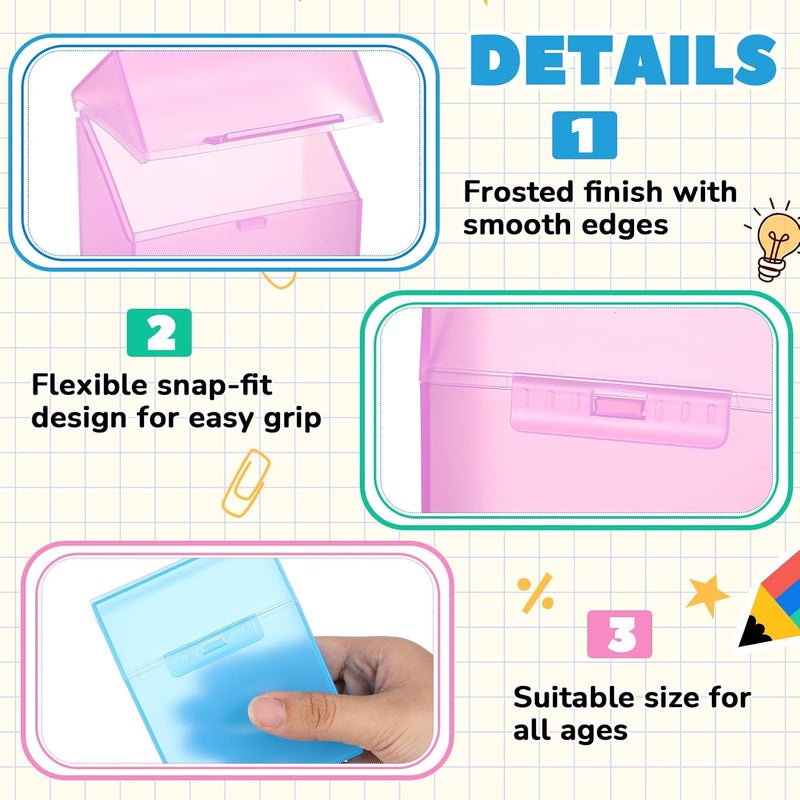 Clabby 24 Pcs Plastic Crayon Box Colorful Bulk Holds 24 Crayons Box with Hinged Lid and Snap Closure for Pens Crayons School Office Supplies Organization - Image 3