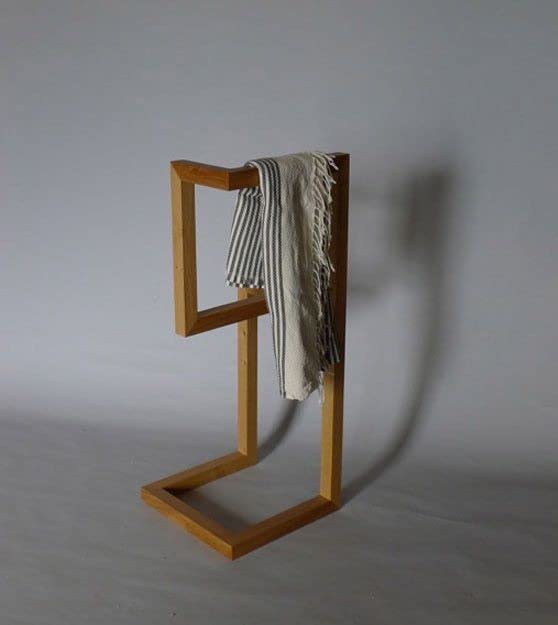 Wooden Towel Rack Holder for Home Tier Freestanding Beach Towel Bar Wood Towel Stand with Bottom Storage Shelf for Hand Towel Wash Clothes Bathroom Corners T4  - Image 3