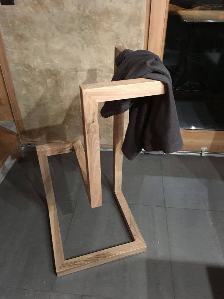 Wooden Towel Rack Holder for Home Tier Freestanding Beach Towel Bar Wood Towel Stand with Bottom Storage Shelf for Hand Towel Wash Clothes Bathroom Corners T4  - Image 2